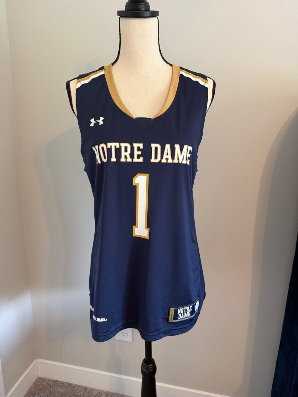 Under Armour Navy & Gold Notre Dame Basketball Jersey #1